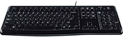 Logitech K120 Wired Keyboard for Windows, Plug and Play, Full-Size, Spill-Resistant, Curved Space Bar, Compatible with PC, Laptop - Black