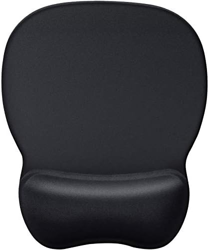 MROCO Ergonomic Mouse Pad with Gel Wrist Support, Comfortable Mousepad with Smooth Wrist Rest Surface and Non-Slip PU Base for Pain Relief, Computer, Laptop, Office & Home, 9.4 x 8.1 in, Black