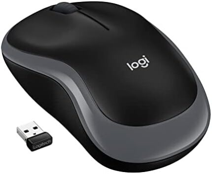 Logitech M185 Wireless Mouse, 2.4GHz with USB Mini Receiver, 12-Month Battery Life, 1000 DPI Optical Tracking, Ambidextrous PC/Mac/Laptop - Swift Gray