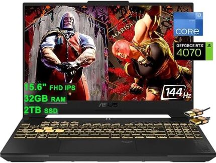 Asus TUF F15 Gaming Laptop 15.6" FHD 144Hz Intel 14-Core i7-12700H (Beat i9-11950H) 32GB RAM 2TB SSD GeForce RTX 4070 8GB Graphic Backlit Thunderbolt 4 USB-C Win11 Grey + HDMI Cable