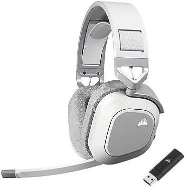 Corsair HS80 MAX Wireless Multiplatform Gaming Headset with Bluetooth - Dolby Atmos - Broadcast Quality Microphone - iCUE Compatible - PC, Mac, PS5, PS4, Mobile - White