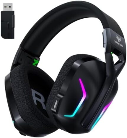 WESEARY 7.1 Wireless Gaming Headset with Microphone for PS4, PS5, PC, Switch, Mac, 2.4GHz Bluetooth Gaming Headphones with Crystal-Clear Mic, 50Hr Battery, Cool RGB
