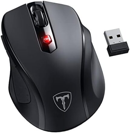 HOTWEEMS Wireless D-09 Computer Mouse USB Cordless Mice for Laptop, Ergo Grips, Lightspeed 5-Level 2400 DPI, 16 Months Battery, Portable for PC Mac Chromebook, 6 Button, Stormy Black