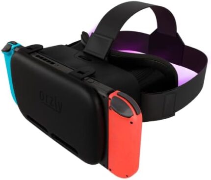 Orzly VR Headset Designed for Nintendo Switch & Switch OLED Console with Adjustable Lens for a Virtual Reality Gaming Experience and for Labo VR - Black - Gift Boxed Edition