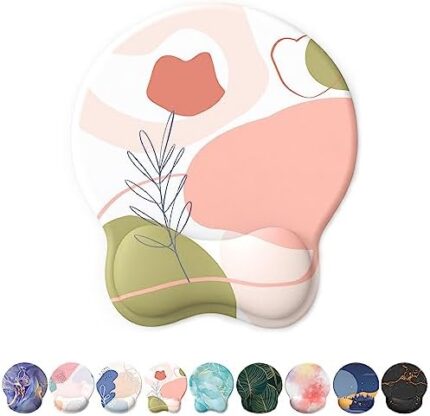 eulps Mouse Pad Wrist Support, Ergonomic Gel Mouse Pad with Wrist Rest, Comfortable Computer Mouse Pad for Laptop, Pain Relief Mousepad with Non-Slip PU Base (Rose)