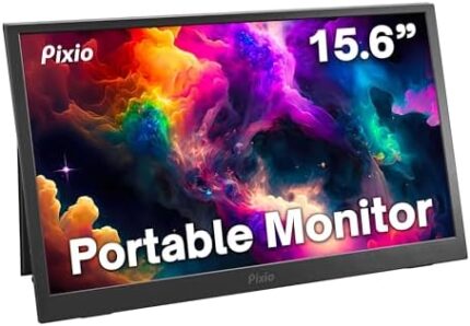 Pixio PX160 Portable Monitor 15.6" FHD 1080p 60Hz IPS HDR with Screen Cover Stand USB-C HDMI Display for Laptop, PC, Console, Phone