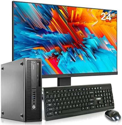 HP EliteDesk 800 G1 SFF Desktop Computer Package - Intel Core i5 3.3GHz, 32GB RAM, New 1TB SSD, KOORUI 24-inch Monitor, AC WiFi,Windows 10 Pro (Renewed),black