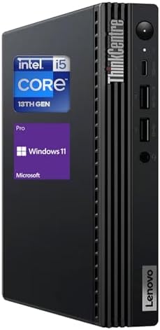 Lenovo ThinkCentre M70q MFF Business Desktop, 13th Gen Intel Core i5-13400T, 32GB RAM, 1TB SSD, Wired Keyboard & Mouse, Antenna, HDMI, DP Port, RJ45, Wi-Fi 6, Windows 11 Pro, Black