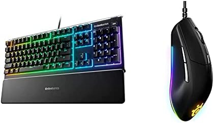 SteelSeries Apex 3 RGB Gaming Keyboard – 10-Zone RGB Illumination – IP32 Water Resistant – Premium M with Rival 3 Gaming Mouse